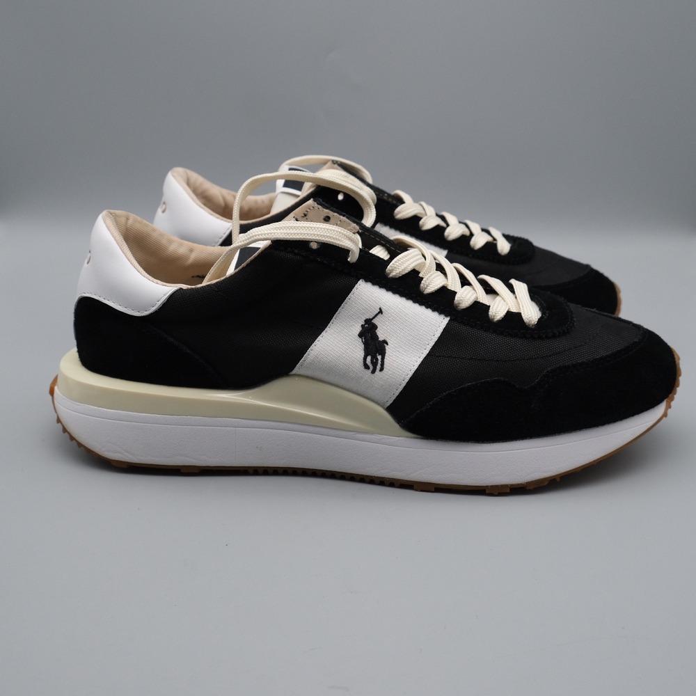 Polo Ralph Lauren Train 89 Mens Black White Suede Retro Sneaker 9 Low Top - Picture 13 of 13